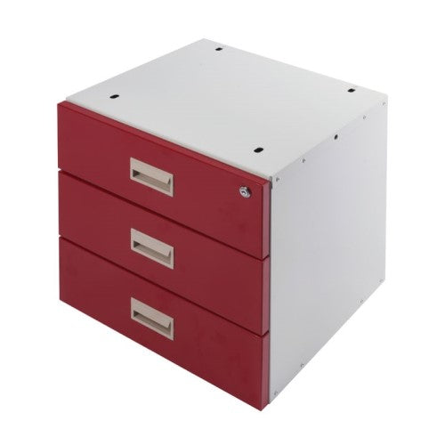 Triple Drawer Unit in Red