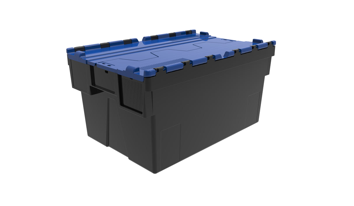 Attached Lid Containers - Black with Blue Lid