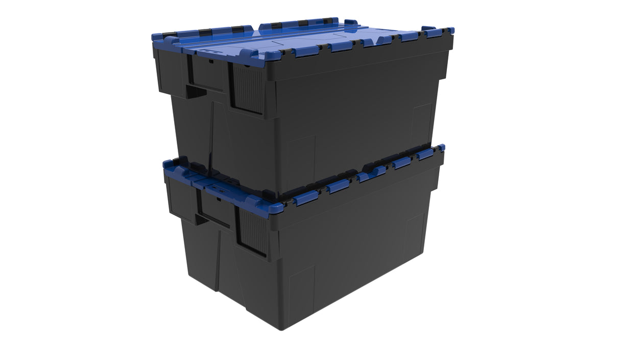 Attached Lid Containers - Black with Blue Lid