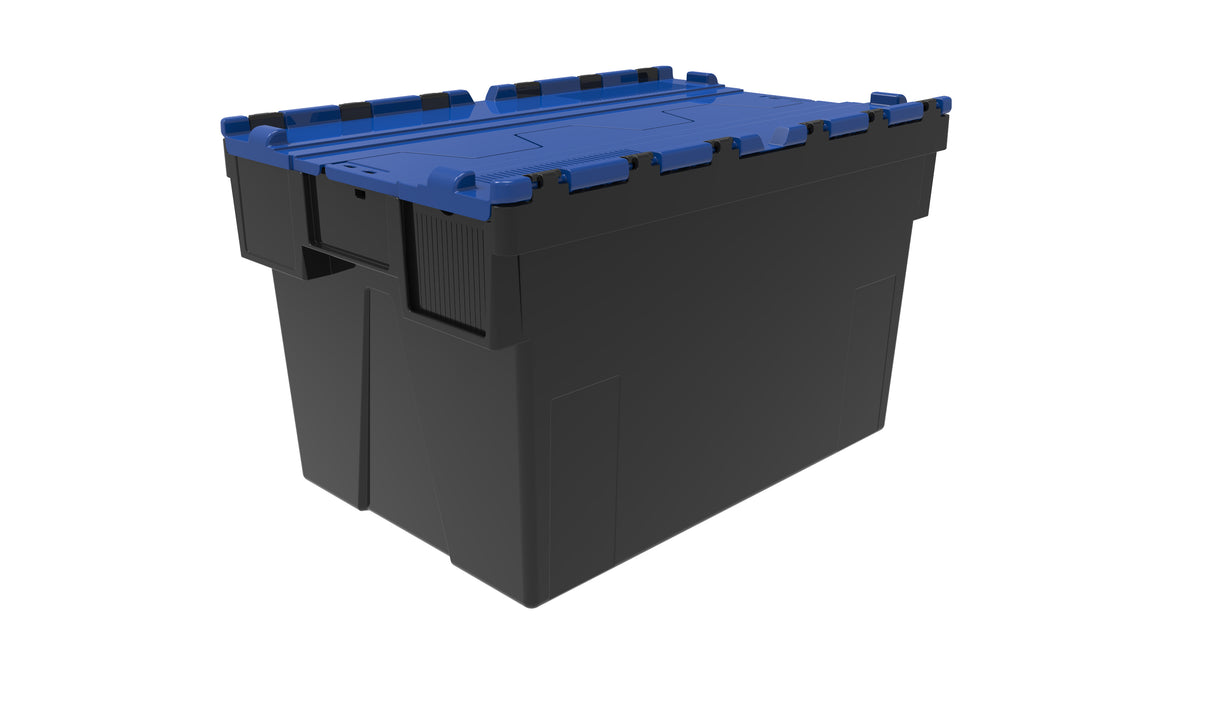 Attached Lid Containers - Black with Blue Lid
