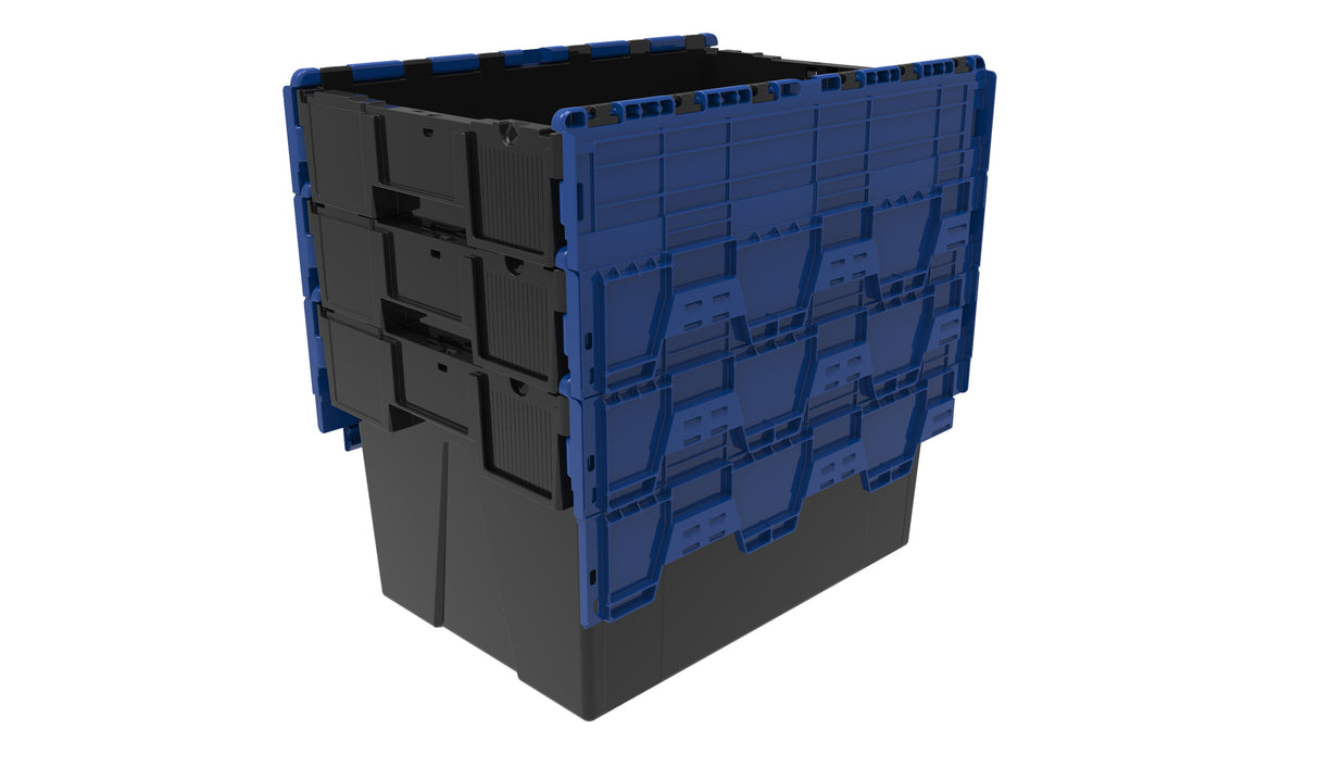 Attached Lid Containers - Black with Blue Lid