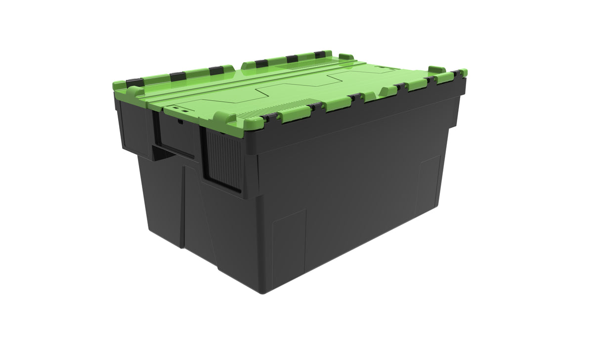 Attached Lid Containers - Black with Green Lid
