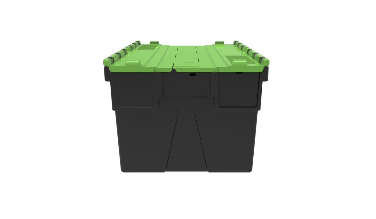 Attached Lid Containers - Black with Green Lid