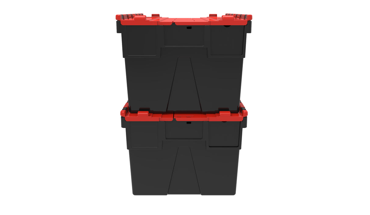 Attached Lid Containers - Black with Red Lid