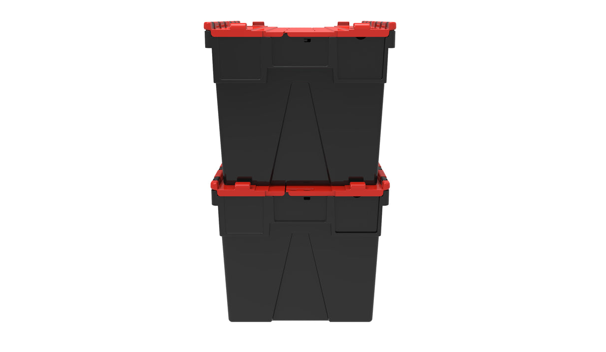 Attached Lid Containers - Black with Red Lid