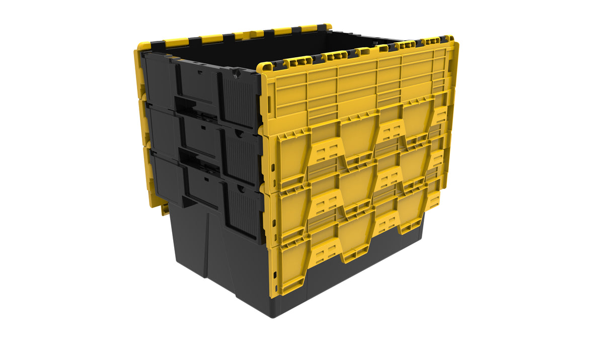 Attached Lid Containers - Black with Yellow Lid