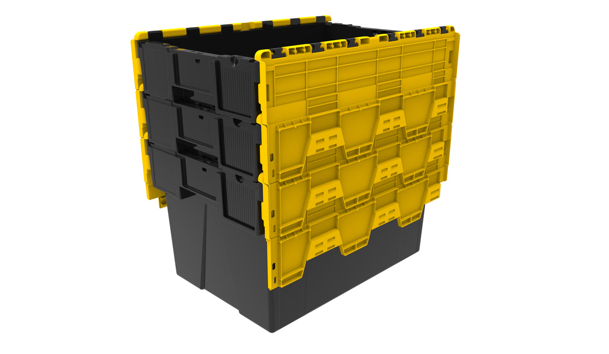 Attached Lid Containers - Black with Yellow Lid
