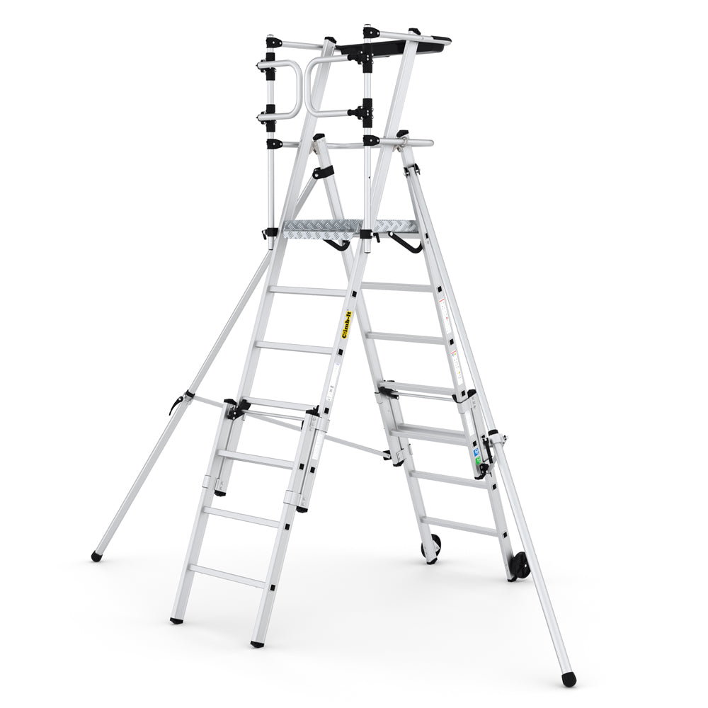 Folding Telescopic Large Platform Step with Safety Gates