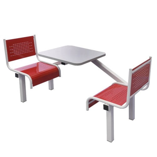 Red 2 Seater Canteen Table with Single Entry