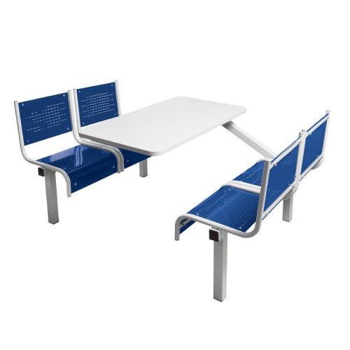 Blue 4 Seater Canteen Table with Single Entry