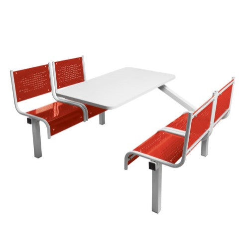 Red 4 Seater Canteen Table with Single Entry