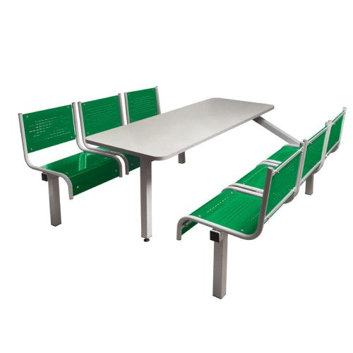 Green 6 Seater Canteen Table with Single Entry