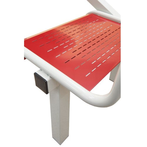 Close up of Steel Red Seat