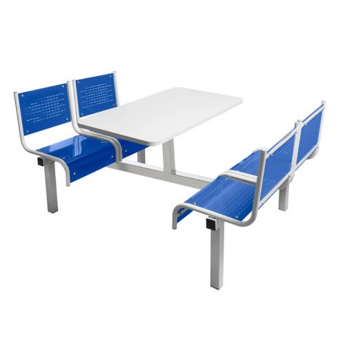 Blue 4 Seater Canteen Table with Double Entry
