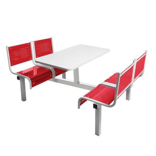 Red 4 Seater Canteen Table with Double Entry