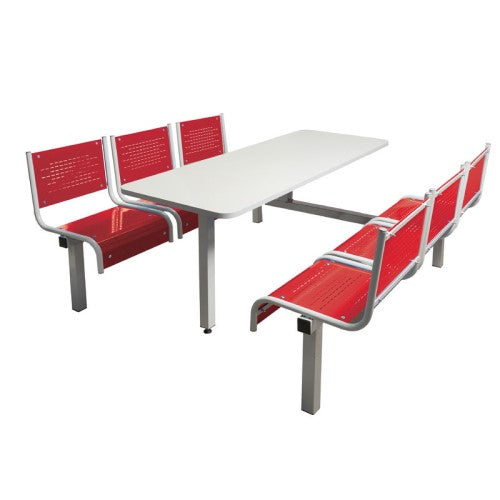Red 6 Seater Canteen Table with Double Entry
