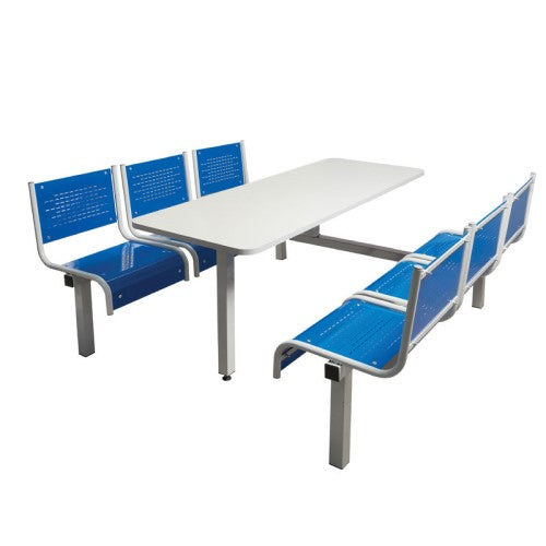 Blue 6 Seater Canteen Table with Double Entry