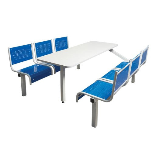 Blue 6 Seater Canteen Table with Single Entry