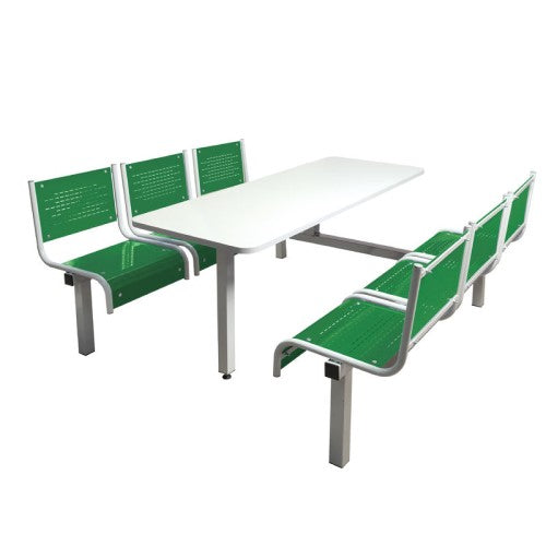 Green 6 Seater Canteen Table with Double Entry