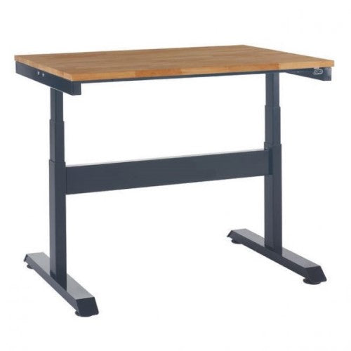 Electric height adjustable workbench with beech worktop