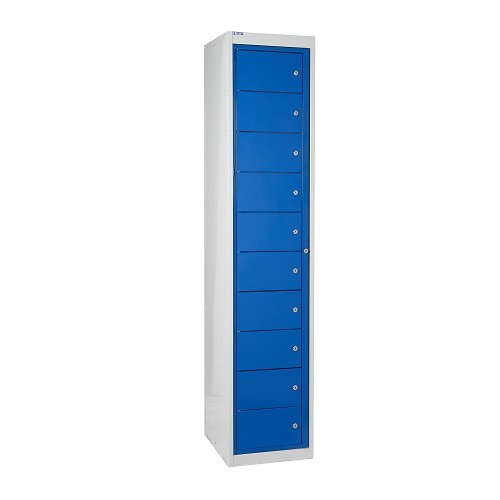 Blue Flat Garment Locker with 10 Tiers