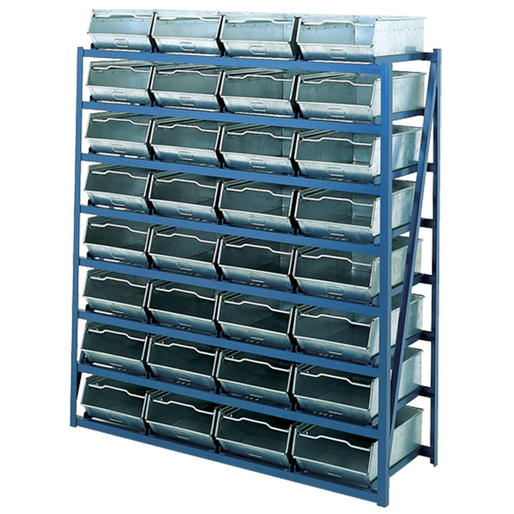 Galvanised Bin Racks - 8 Shelves