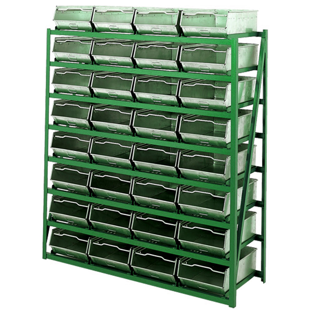 Galvanised Bin Racks - 8 Shelves