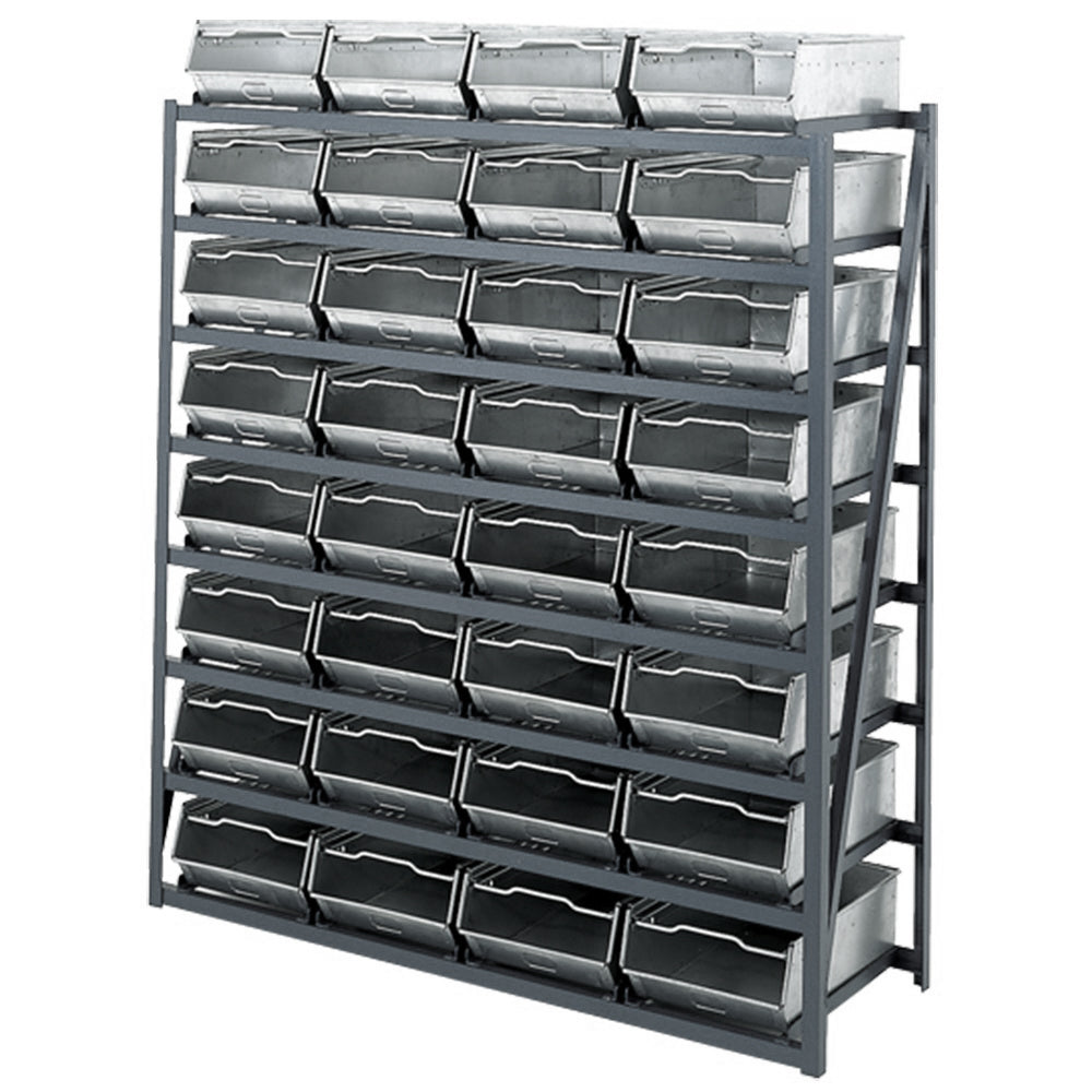 Galvanised Bin Racks - 8 Shelves