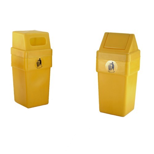 Yellow Litter Bins with Closed Tops