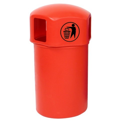 Closed Top Red Litter Bin with Tidy Man Logo