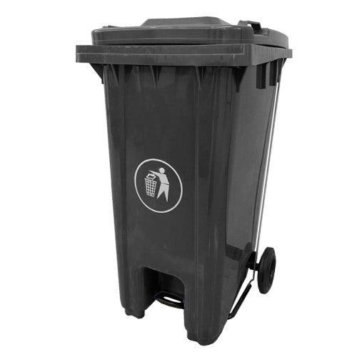 Pedal Wheelie Bin with Grey Lid - 120 litre