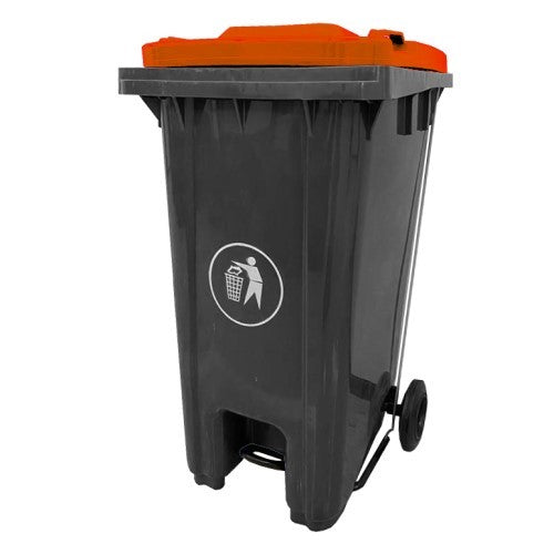 Pedal Wheelie Bin with Red Lid - 120 litre