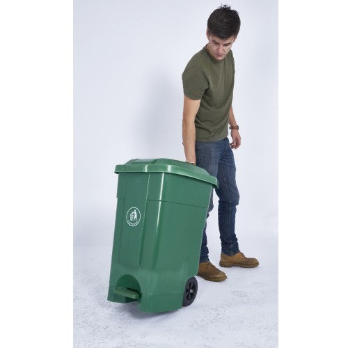 Green Pedal Bin Being Pulled