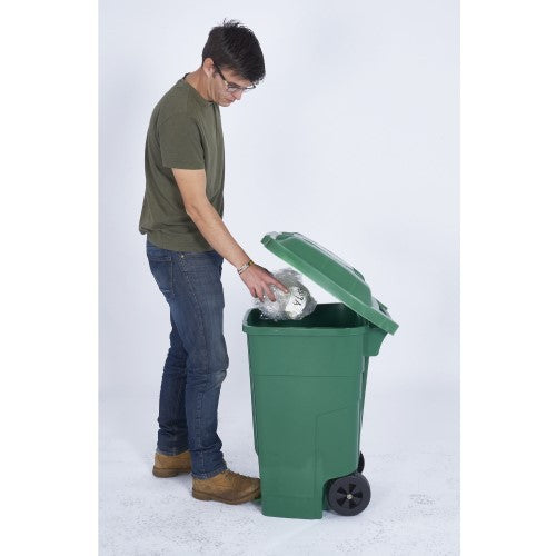 Green Pedal Bin in Use - Side View