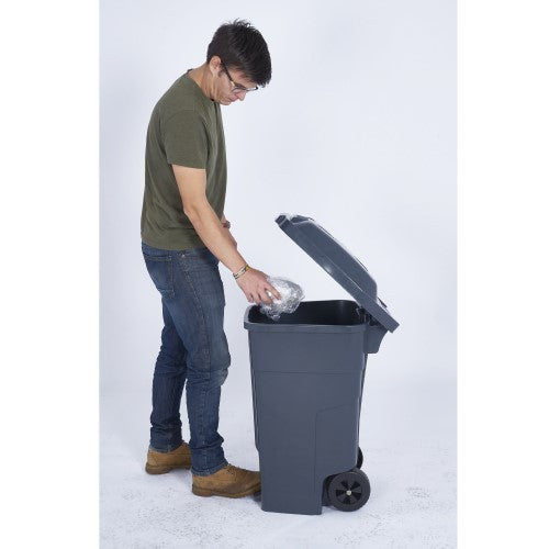 Grey Pedal Bin in Use - Side View