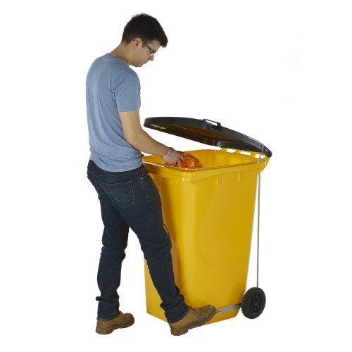 Wheelie Bin with Side Pedal in Yellow