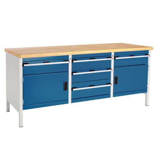 Super Heavy Duty Storage Bench with 2 Cupboards and 5 Drawers