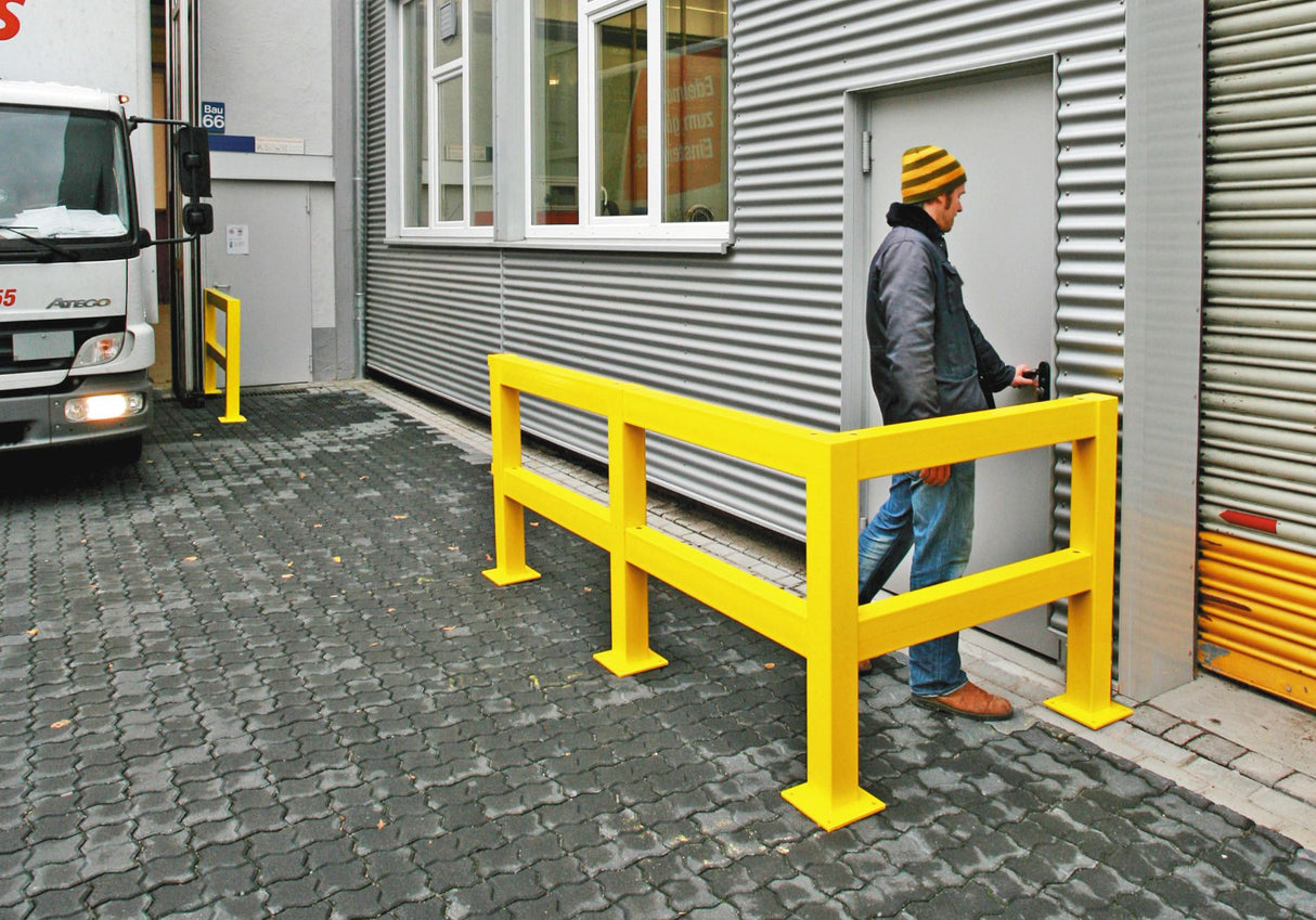Traffic line impact protection railing system