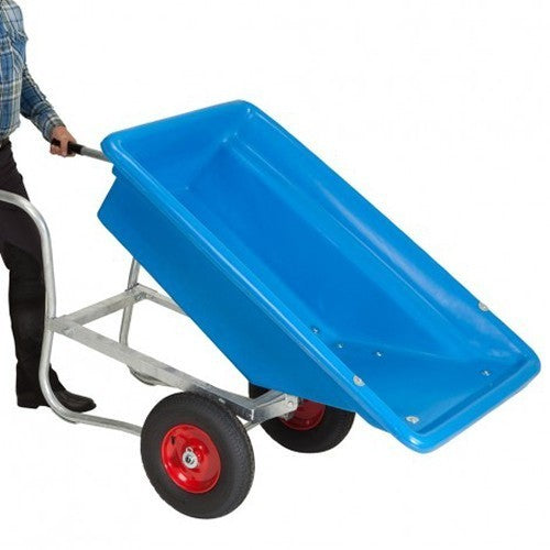 Blue tipping wheelbarrow