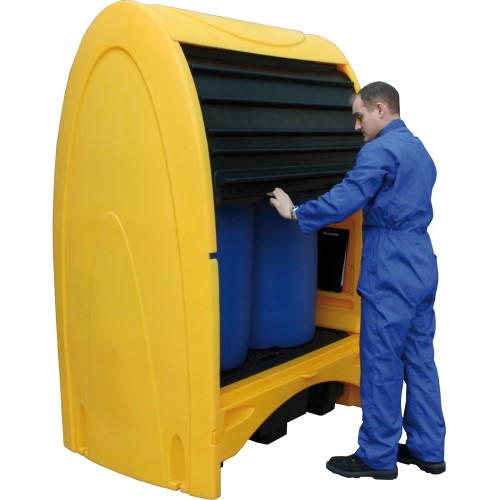 Covered Drum Storage System in Use