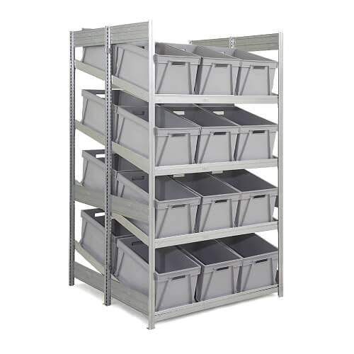 Double Depth Supply Shelving with Boxes