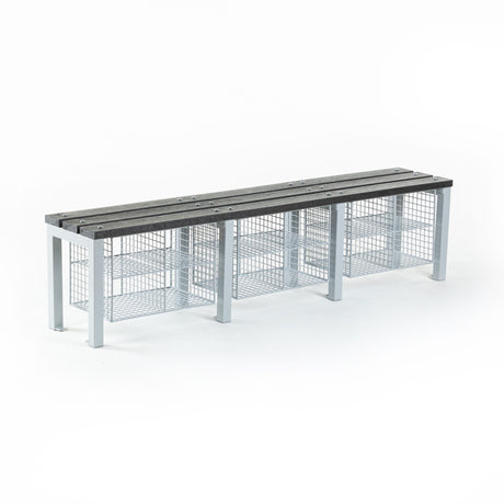 eco cloakroom bench with shoe baskets
