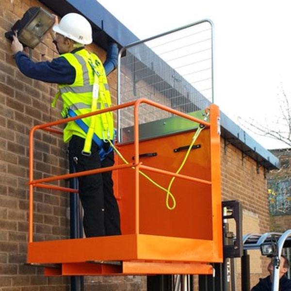 forklift safety cage with lift up bar