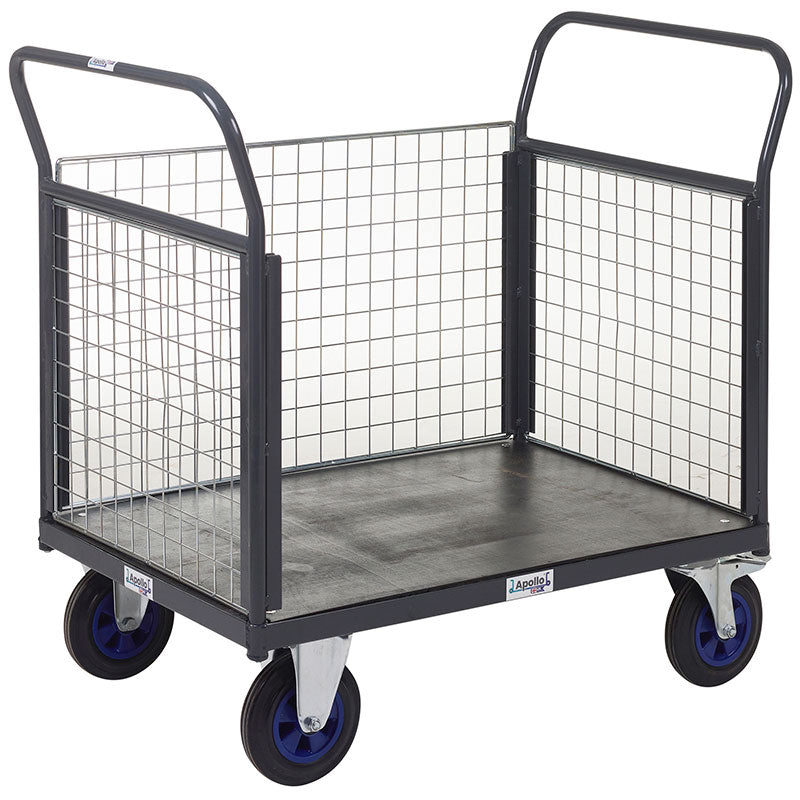 Heavy Duty Platform Trolley with Mesh Sides