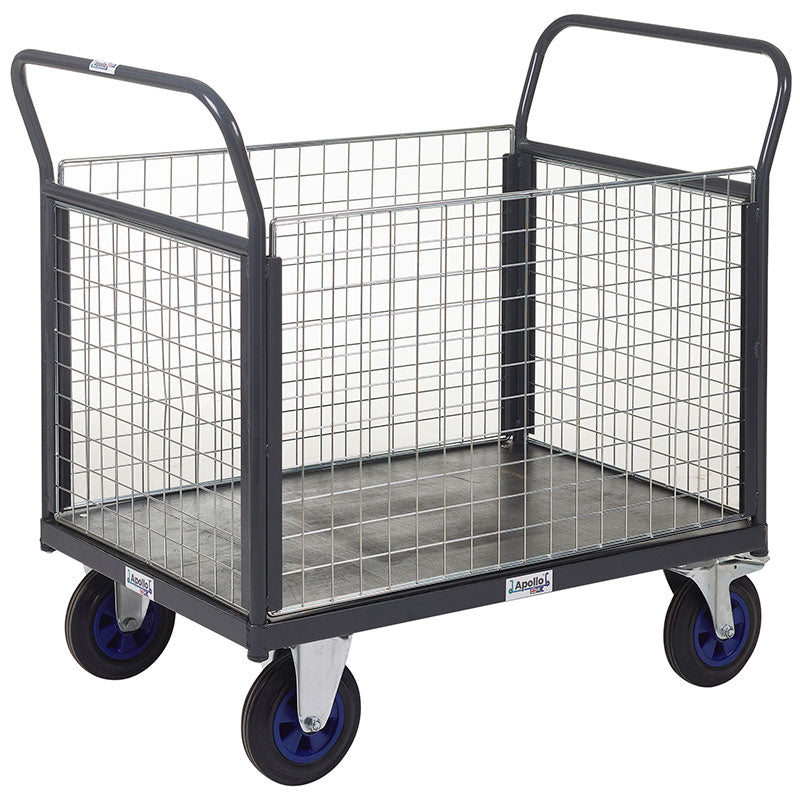 Heavy Duty Platform Trolley with Mesh Sides
