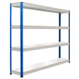 Heavy Duty Shelving with 4 Levels 2134mm Wide blue grey melamine shelves