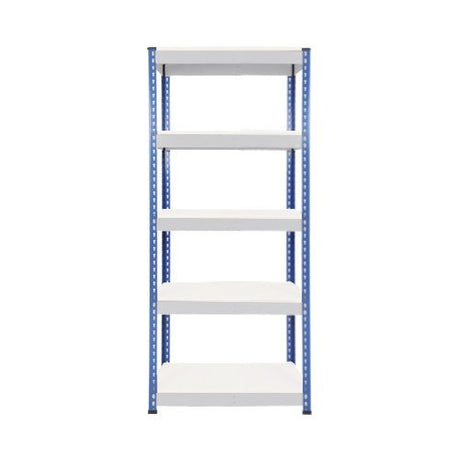 Heavy Duty Shelving with 5 Levels 915mm Wide blue grey melamine shelves
