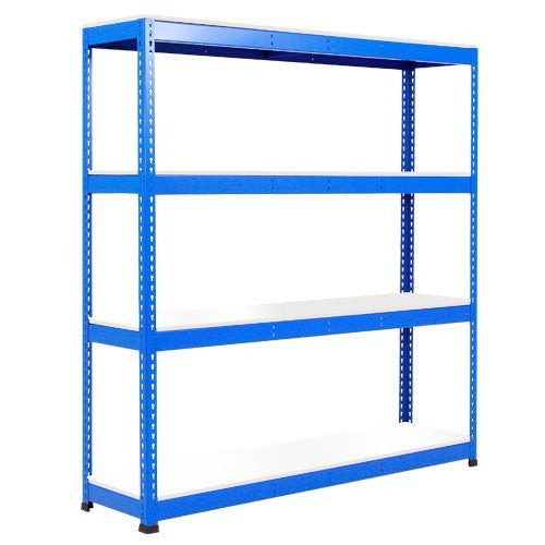 Heavy Duty Shelving with 4 Levels 1525mm Wide blue melamine shelves