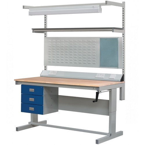 height adjustable workbench triple drawer lights