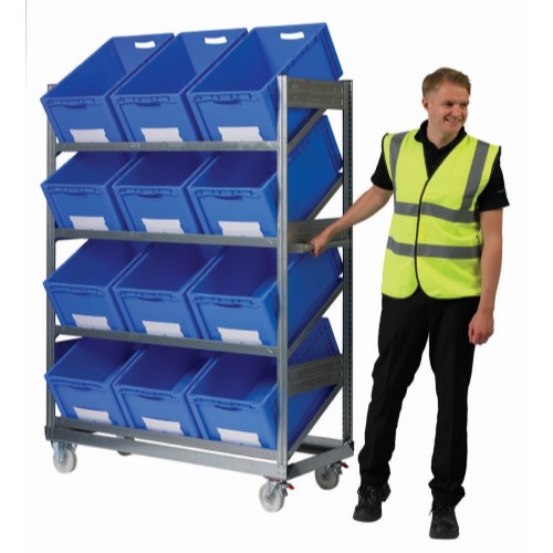 Inclined trolley shelving